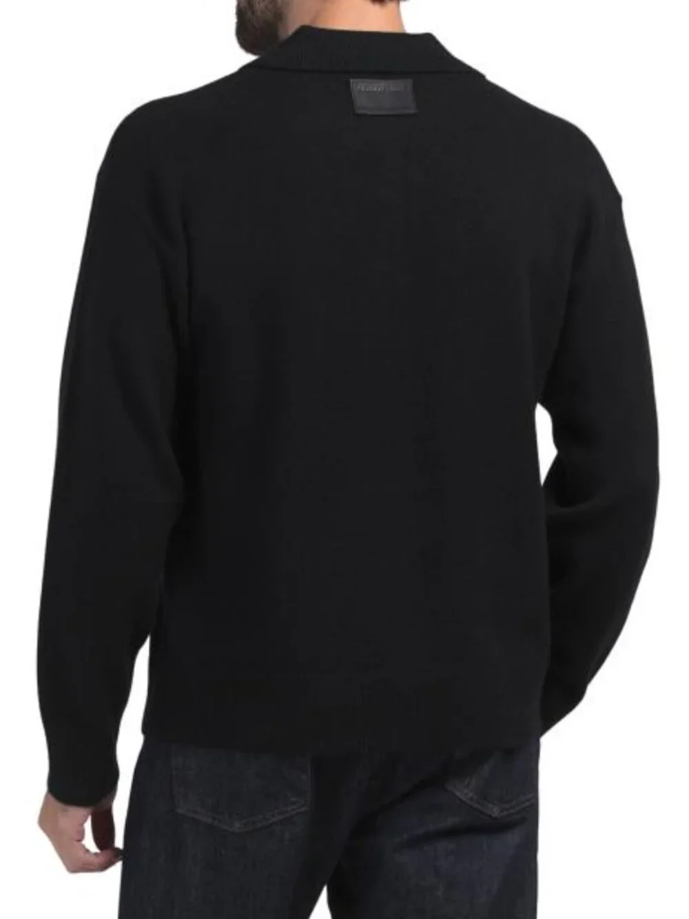HELMUT LANG Black Wool And Cashmere Blend Brushed Polo
